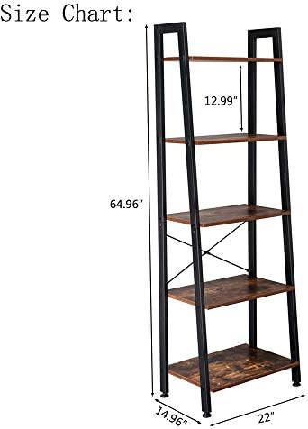 Standing Shelf Unit Wood Bookcase Storage Organizer 5 Tiers Bookshelf Rack for Living Room
