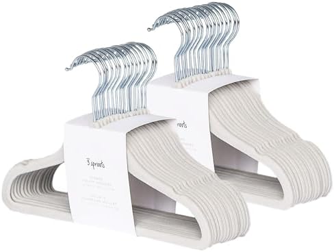 3 Sprouts Velvet Baby Hangers, Non Slip Slim, Gray, 30 Pack