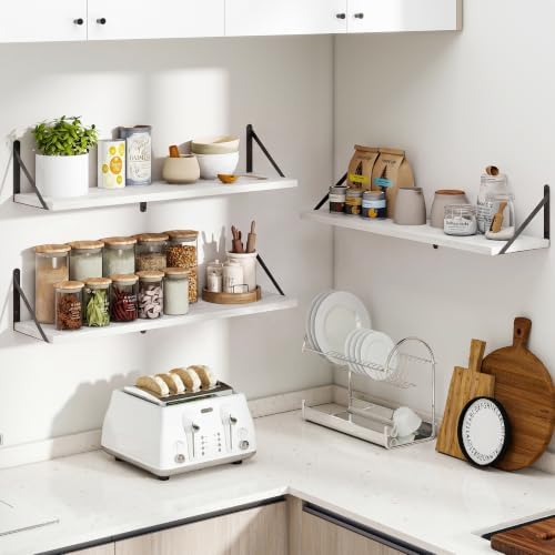 Heimlove Floating Book Shelves for Wall,31.5Inches Long Wall Mounted Bookshelves,Heavy Duty Bracket Shelves for Living R