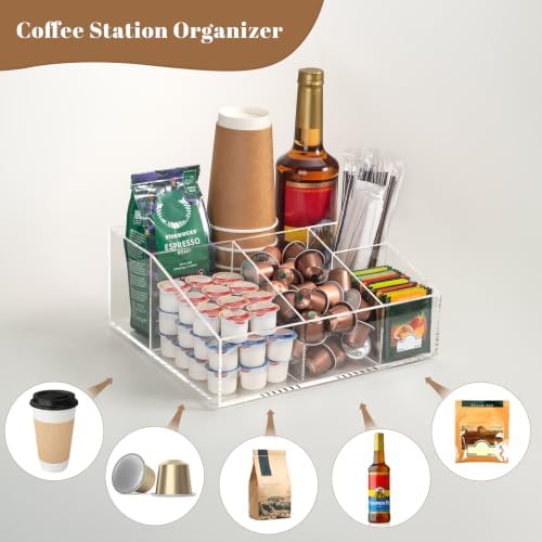 BEYGORM Acrylic Coffee Bar Station Organizer for Countertop