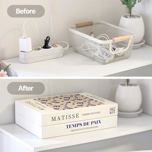 Book Shape Decorative Cable Management Box - Expandable Cable Organizer Box with Magnetic Closure for Home & Office (Lov