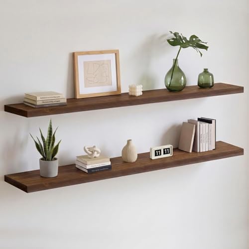 Homeforia 60 Inch Floating Shelves, High-End Solid Pine Wood, Set of 3