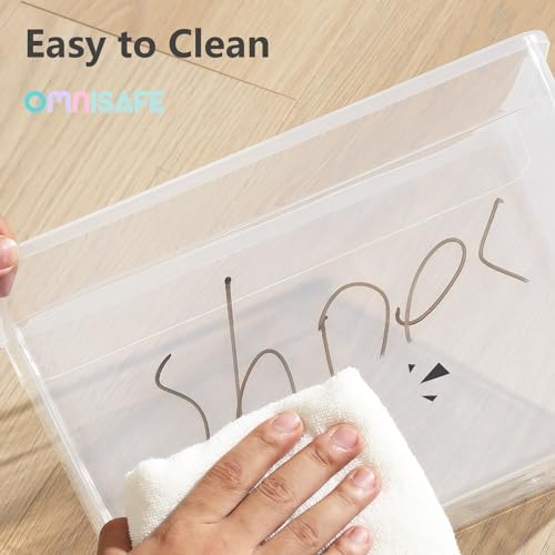Stackable Plastic Storage Shoebox, BPA-Free Nestable Container with Latching Lid to Organize Shoes, See-Through Box for 