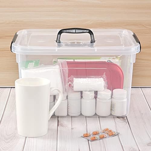 Esdiplot 10.5 L 4 Pack Clear Plastic Storage Box with Lid
