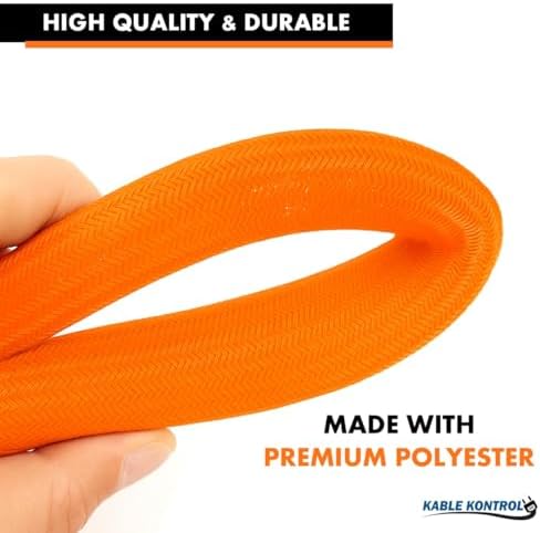 Kable Kontrol Braided Cable Sleeve Split Wrap 1" 25 Ft - Orange