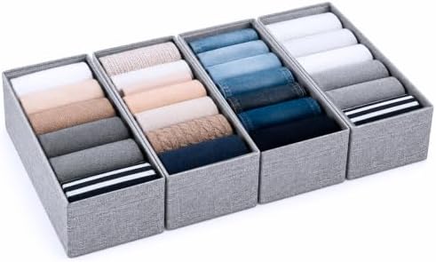 ZENO Drawer Organizer for MALM Furniture - 4 Pack Clothes Organizer and Storage - Fabric Closet Divider Baskets for Underwear, Socks & Clothes - Nursery Dresser & Wardrobe Organization System