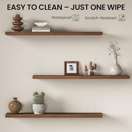 Fun Memories Floating Shelves for Wall 48 Inch, Set of 2 – Wall-Mounted Storage & Display Shelf with Invisible Bracket, 