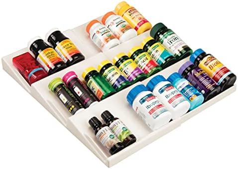 mDesign Expandable Plastic Deluxe Spice Rack, Drawer Organizer for Kitchen Cabinet Drawers, 3 Tier Slanted for Spice Jar
