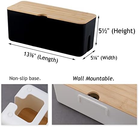 Changsuo Wall Mount Cable Management Box Large Cable Organizer Box for Extension Cord Power Stripe Surge Protector Wire 