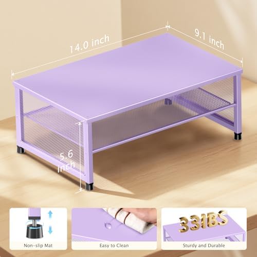 ECOLOVI 2-Tier Computer Monitor Stand Riser, Printer & Laptop Stand, Office Desk Accessories, Workspace Desk Organizer f