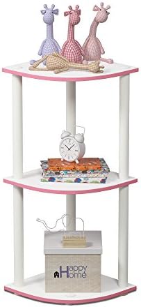 Furinno TURN-N-TUBE Corner Shelf, 3-Tier Corner Bookshelf, Display Storage Shelves with Open Shelves, for Organization a