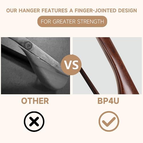 Wide Shoulder Wooden Hangers with Locking Bar, Walnut, 2-Pack