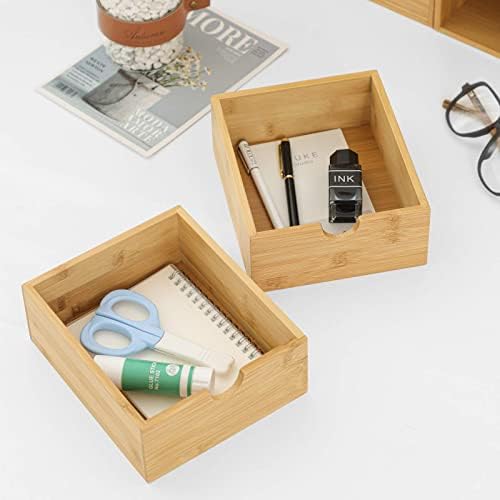 Bamboo Desk Drawer Organizer, Desktop Organizer with Drawers T(4 Drawes)