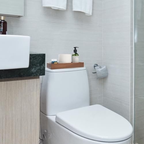 Bathroom Vanity Tray, Bathroom Tray for Counter, Acacia Wood Toilet Tank Tray for Organizing and Home Decor (11.8 x 4.5 