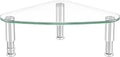 Hemudu Clear Glass Computer Monitor Riser / Triangle Desktop Universal Corner Stand for Computer Monitor & Laptop HD01T-003