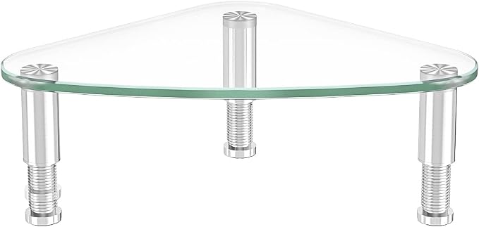 Hemudu Clear Glass Computer Monitor Riser / Triangle Desktop Universal Corner Stand for Computer Monitor & Laptop HD01T-003