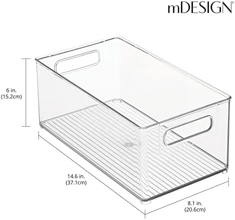 mDesign Deep Plastic Kitchen Storage Organizer Container Bin for Pantry, Cabinet, Cupboard, Shelves, Fridge, or Freezer 