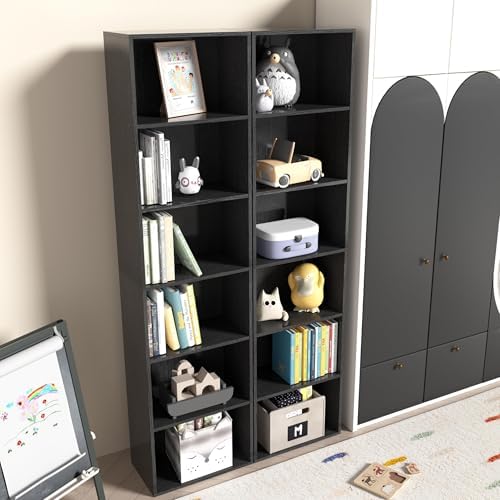 Wooden 6 Cube Storage Organizer, Vintage Brown 6 Cube Storage Shelf, 6 Tier Closet Organizers Storage Cubes Display Cubb