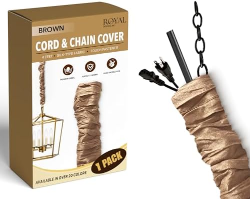 Royal Designs, Inc. Cord & Chain Cover 4 ft Silk Type Fabric, Chandelier Pendant Lighting Chain & Cable Management, Touc