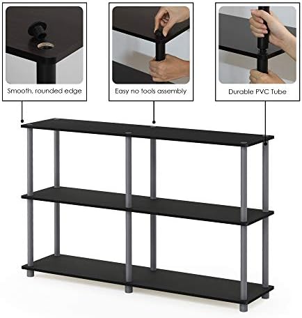 Furinno Turn-N-Tube Toolless Assembly Storage Shelves, 3-Tier 47.4 Inch Book Shelf, Corner Shelf, for Organization and S