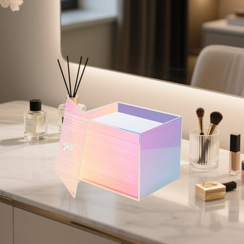 Weiai Disposable Face Towel Holder Container Acrylic Box for Clean Towels Rainbow