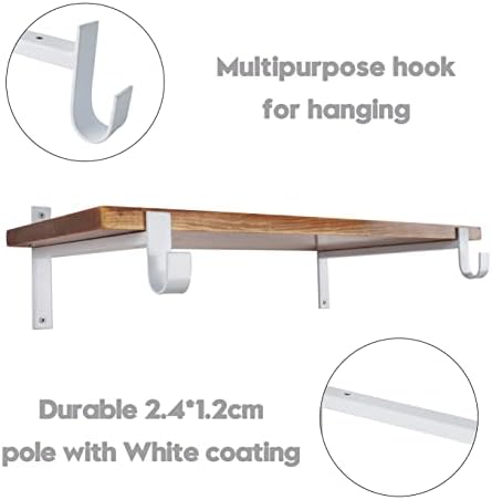 AddGrace Closet Rod Bracket Heavy Duty Shelf Brackets White 8 Inch 4 Pack