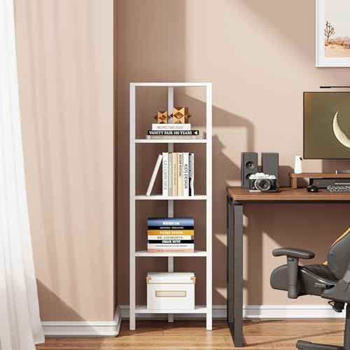 TUTOTAK Corner Shelf, 5-Tier Corner Bookshelf for Small Space
