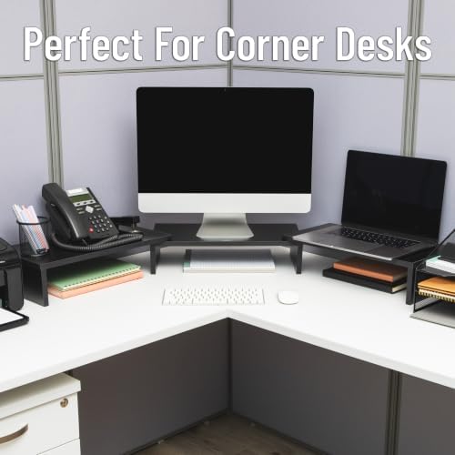 Mind Reader Dual Monitor Stand, Desktop Organizer, Laptop Riser, Office, MDF, 51.25"L x 9.25"W x 4.75"H, Black