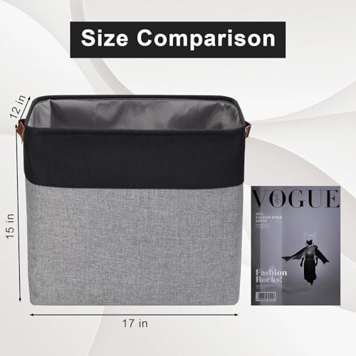 Bagnizer Large Fabric Storage Baskets | 50L Storage Bins, Decorative Linen Closet Baskets with Handles for Organizing, S