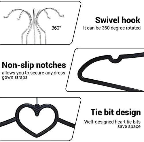 Plastic Hangers 20 Pack, Black Slim Hangers Clothes Hangers Ultra Thin Space Saving- Cute Hangers with 360 Degree Swivel Hook-Strong Adult Hangers for Dress,Shirts, Coat