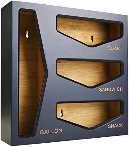 Bamboo Bag Storage Organizer for Kitchen Drawer, Baggie organizer, Compatible with Gallon, Quart, Sandwich and Snack Var