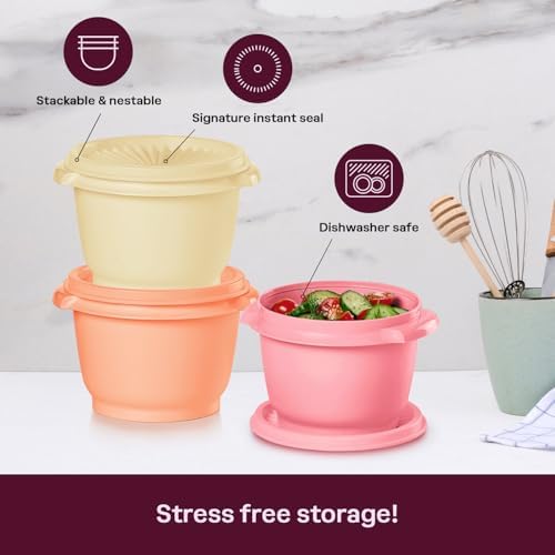 Tupperware Heritage Collection, New 12 Piece Food Storage Container Set in Vintage Warm Colors, Dishwasher Safe and BPA Free (6 containers, 6 lids)