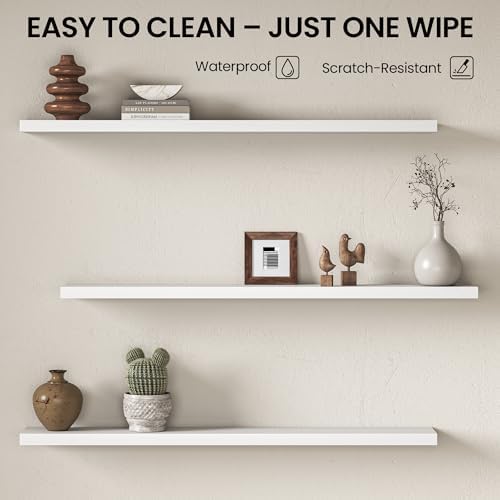 Fun Memories Floating Shelves for Wall 55 Inch, Set of 2 – Wall-Mounted Storage & Display Shelf with Invisible Bracket, 
