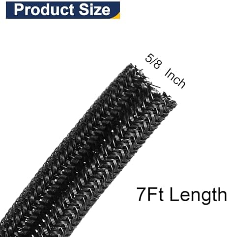 uxcell 7 Ft - 5/8 Inch Split Sleeving, Braided Cable Sleeving, PET Cable Management Wire Sleeve Cord Protector, Wire Wra