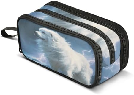 Great Pyrenees Dog Pencil Case Box Boys Girls Large Pencil Pouch Zipper Compartments Big Capacity Stationery Pen Bag Organizer for Kids Teens Adults School Office