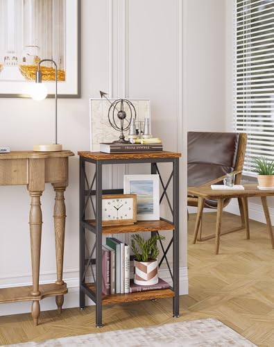 YMYNY Bookcase, Narrow Bookshelf, Large Capacity, Rustic Brown HST008H