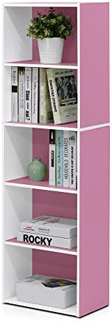 Furinno LUDER Book Shelf, 5-Tier Bookshelf, Bookcase with Open Shelves, 9.4 x 15.8 x 52, Easy Assembly, for Living Room,