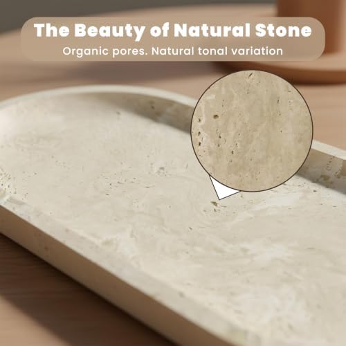 11.8 x 5.9 Inch Beige Oval Travertine Tray
