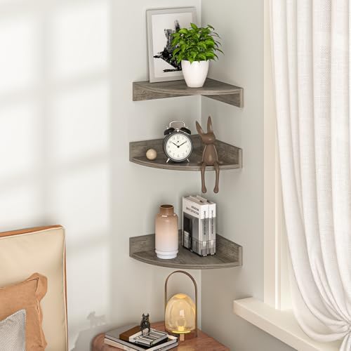 Fun Memories Corner Shelf Wall Mount, Wood Floating Corner Shelves,Corner Wall Shelf for Bedroom, Bathroom, Kitchen, Liv