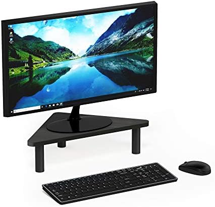 Furinno Turn-N-Tube Monitor Stand Riser, 19.6" Wide Triangle Corner Monitor Riser, Laptop Stand for Desk, Office Desk Ac