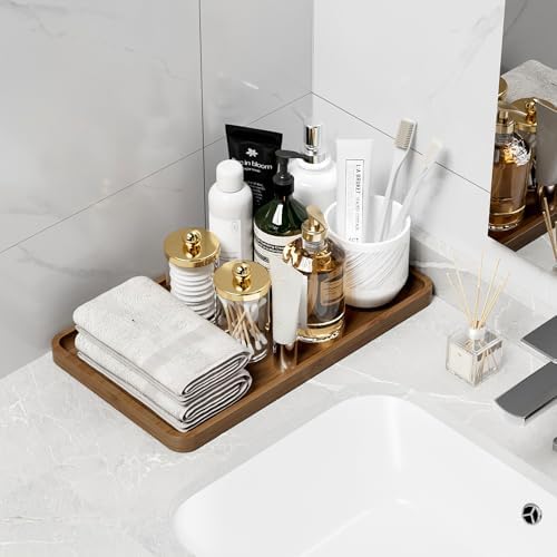 Weenson Bathroom Vanity Tray for Countertop Decor Perfume Makeup Toiletries Toilet Tank, Large Bamboo Kitchen Tray for S