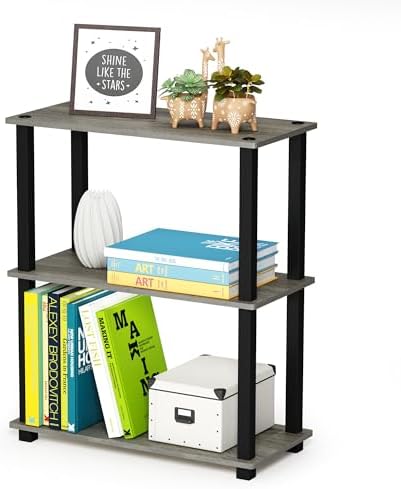 Furinno TURN-S-TUBE Storage Shelves, 3-Tier Book Shelf, Corner Shelf, Toolless Open Shelves, for Organization and Storag