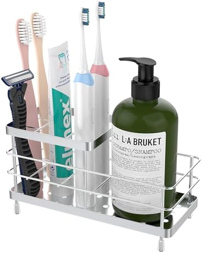 Luxspire Toothbrush Holders for Bathroom, Stainless Steel, 6 Slots, Silver