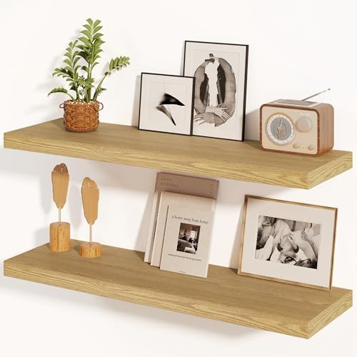 Fun Memories Floating Shelves 36 Inch Long, Deep Floating Shelf for Wall, 36 x 8 Floating Shelves Set of 2, 8 Inch Deep 