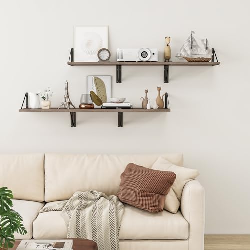 Heimlove 16W x 12D Deep Floating Shelves Set of 3 Grey