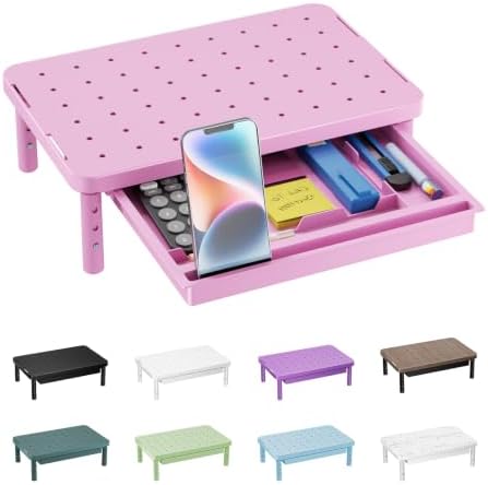WALI Computer Monitor Stand with Storage, Monitor Riser 3 Height Adjustable