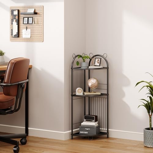 Corner Bathroom Shelf Metal Short Corner Stand Shelf Black Small Bathroom Storage Corner Shelf Unit for Toilet Shower Ro