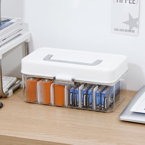2 Pack Cable Storage Box for Desk Drawer, Plastic