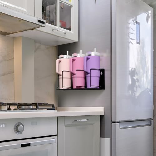 Sorbus Magnetic Cup Holder for Fridge, 3-Cup Organizer (Black, 1 Pack)