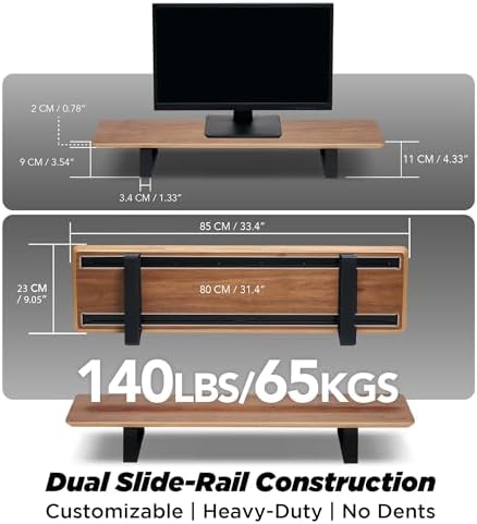 ULTRARM Moodular Wooden Monitor Stand Desk Organizer, Standard 33.4" Walnut